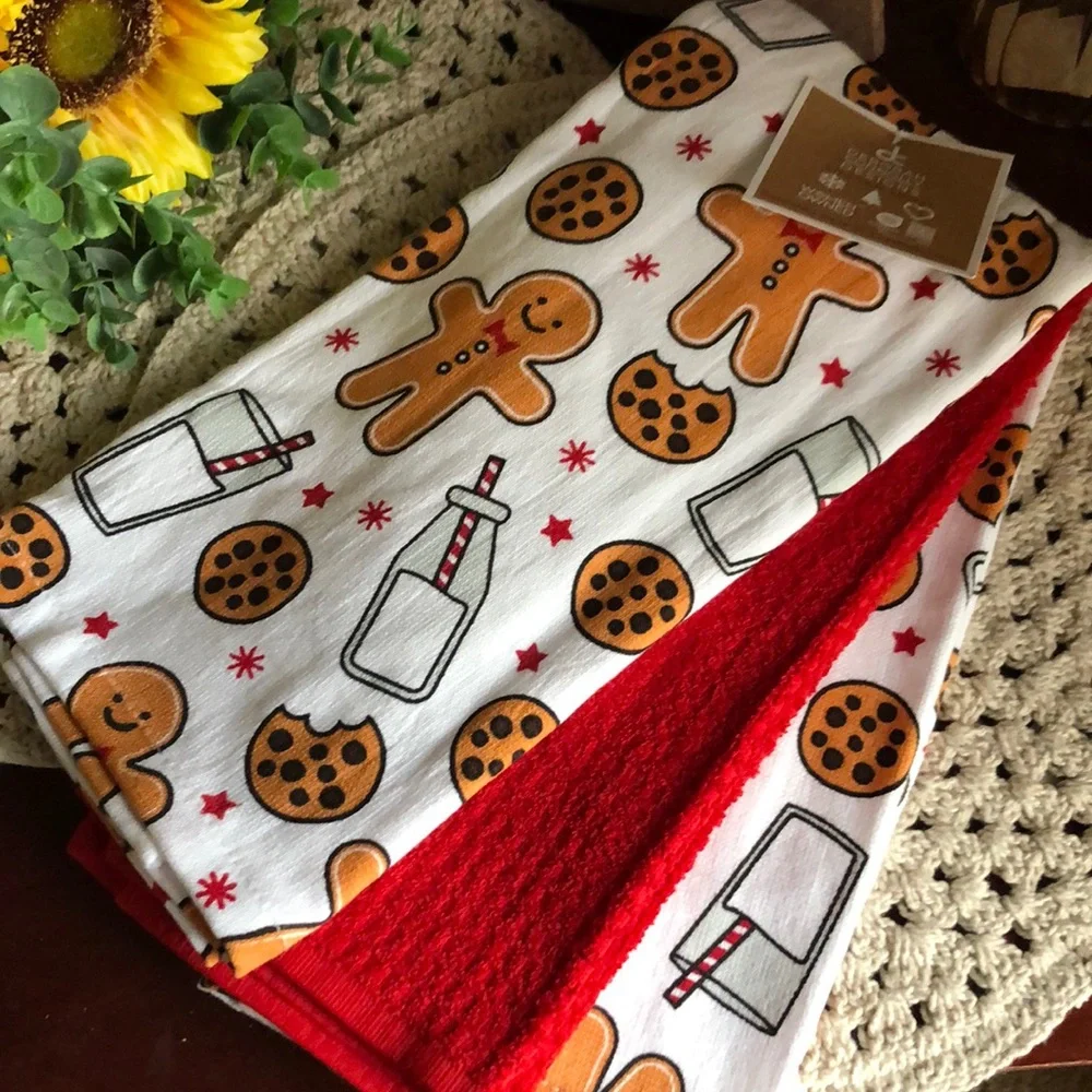 Deborah Connolly GINGERBREAD, MILK & COOKIES Kitchen Towel Set
